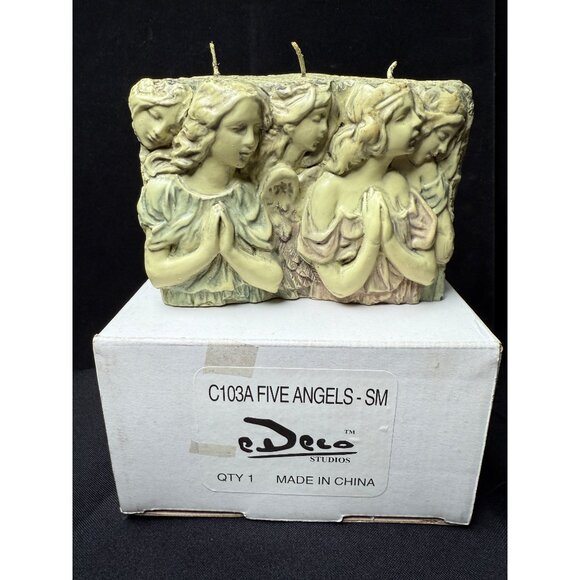 eDeco Studios Other - 2001 Vintage eDeco Studios Decorative 3-Wick 3D Carved 5 Angels Candle - C103A